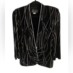 Alex Evenings Black/Silver Patterned Jacket